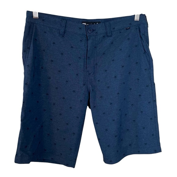 Travis Mathew Shorts Mens 34 Blue Palm Tree Performance Casual Comfort Golf - Picture 1 of 9